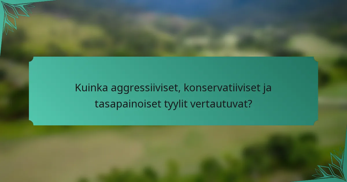 Kuinka aggressiiviset, konservatiiviset ja tasapainoiset tyylit vertautuvat?
