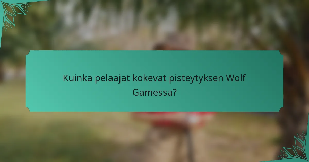 Kuinka pelaajat kokevat pisteytyksen Wolf Gamessa?