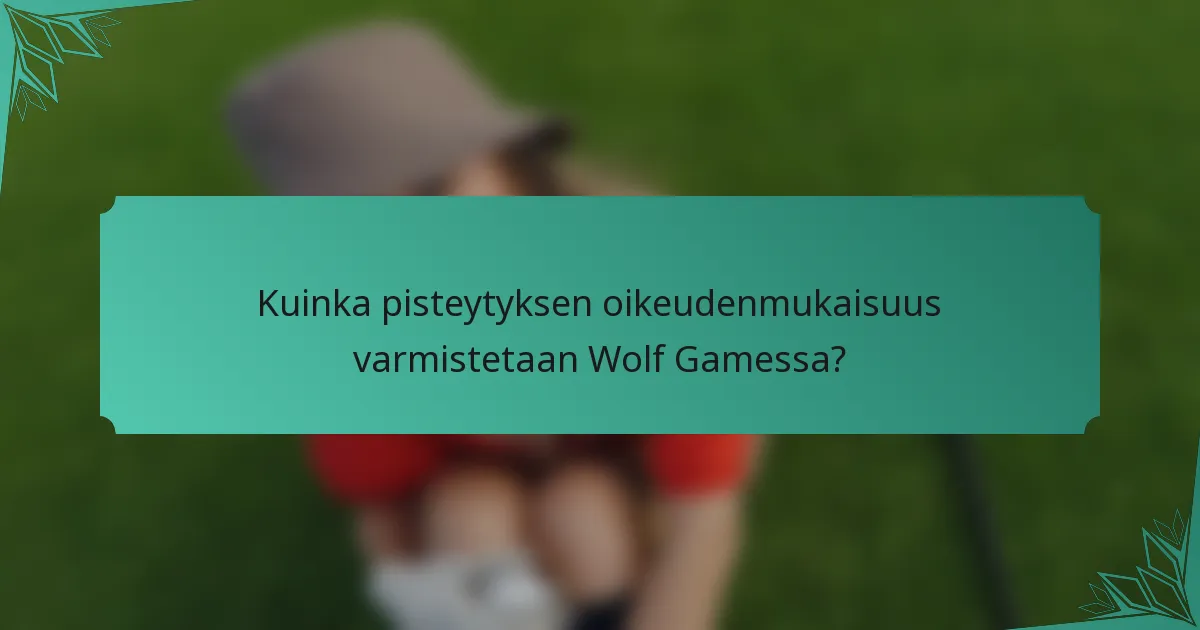 Kuinka pisteytyksen oikeudenmukaisuus varmistetaan Wolf Gamessa?