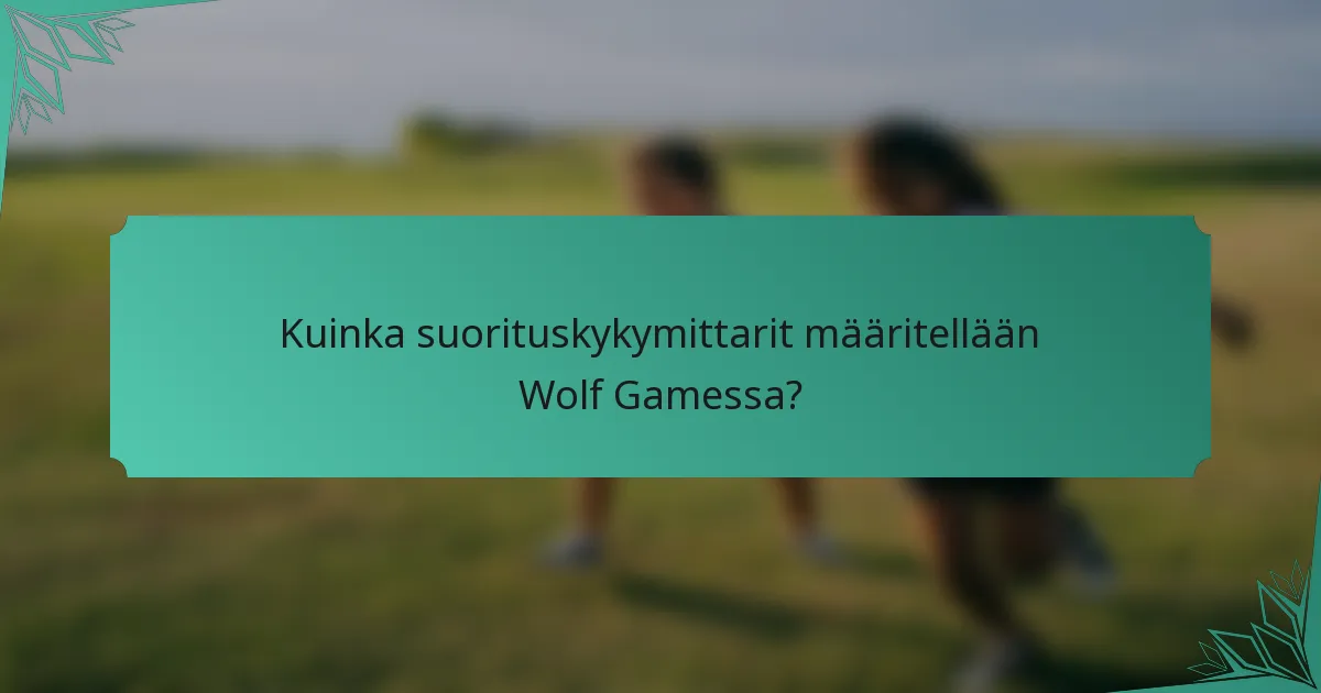 Kuinka suorituskykymittarit määritellään Wolf Gamessa?