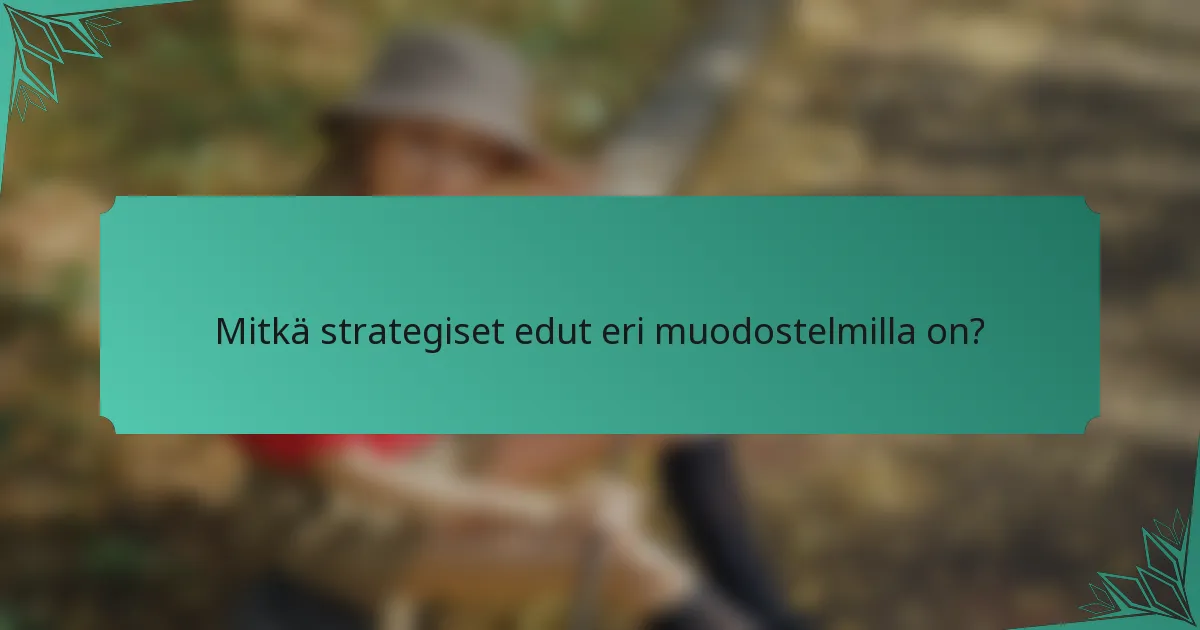 Mitkä strategiset edut eri muodostelmilla on?